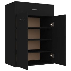 CASPIAN Wooden Multipurpose/ shoe Cabinet with door & Drawer of 4 to 6 Pairs Engineered Wood Shoe Rack (Black, 4 Shelves, Pre-assembled)